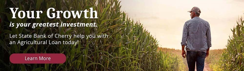 Your growth is your greatest investment. Let state bank of cherry help you with an agricultural loan today! Learn More